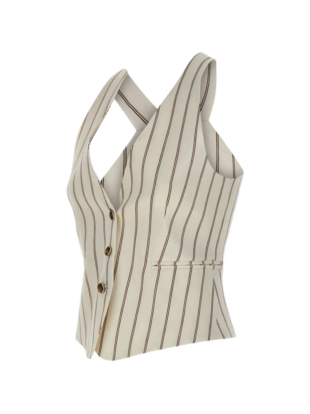  Marella Striped V-neck Gilet - White 
