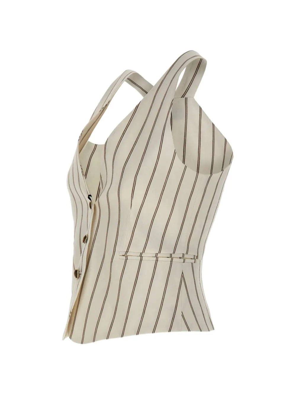  Marella Striped V-neck Gilet - White 