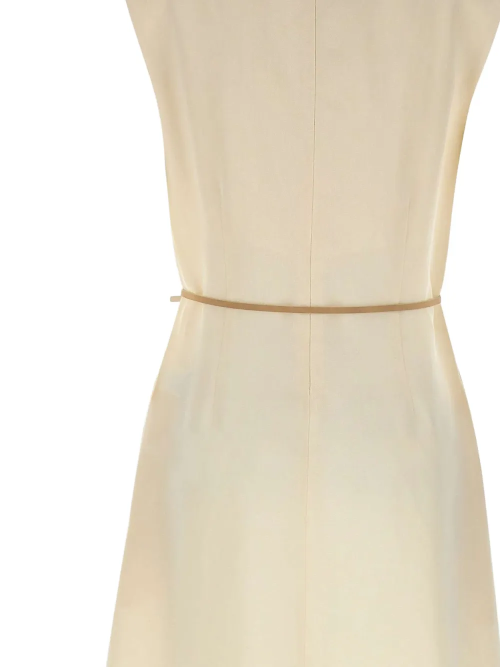 Fabiana Filippi Midi-jurk met ceintuur en V-hals Beige