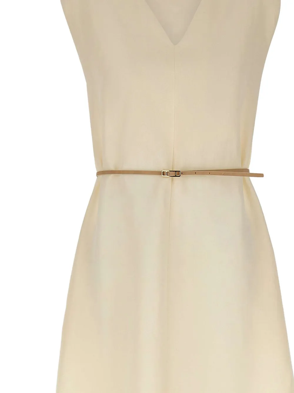 Fabiana Filippi Midi-jurk met ceintuur en V-hals Beige