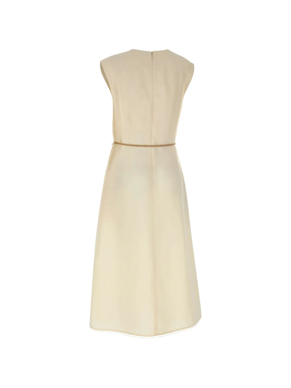 Fabiana Filippi Midi-jurk met ceintuur en V-hals Beige