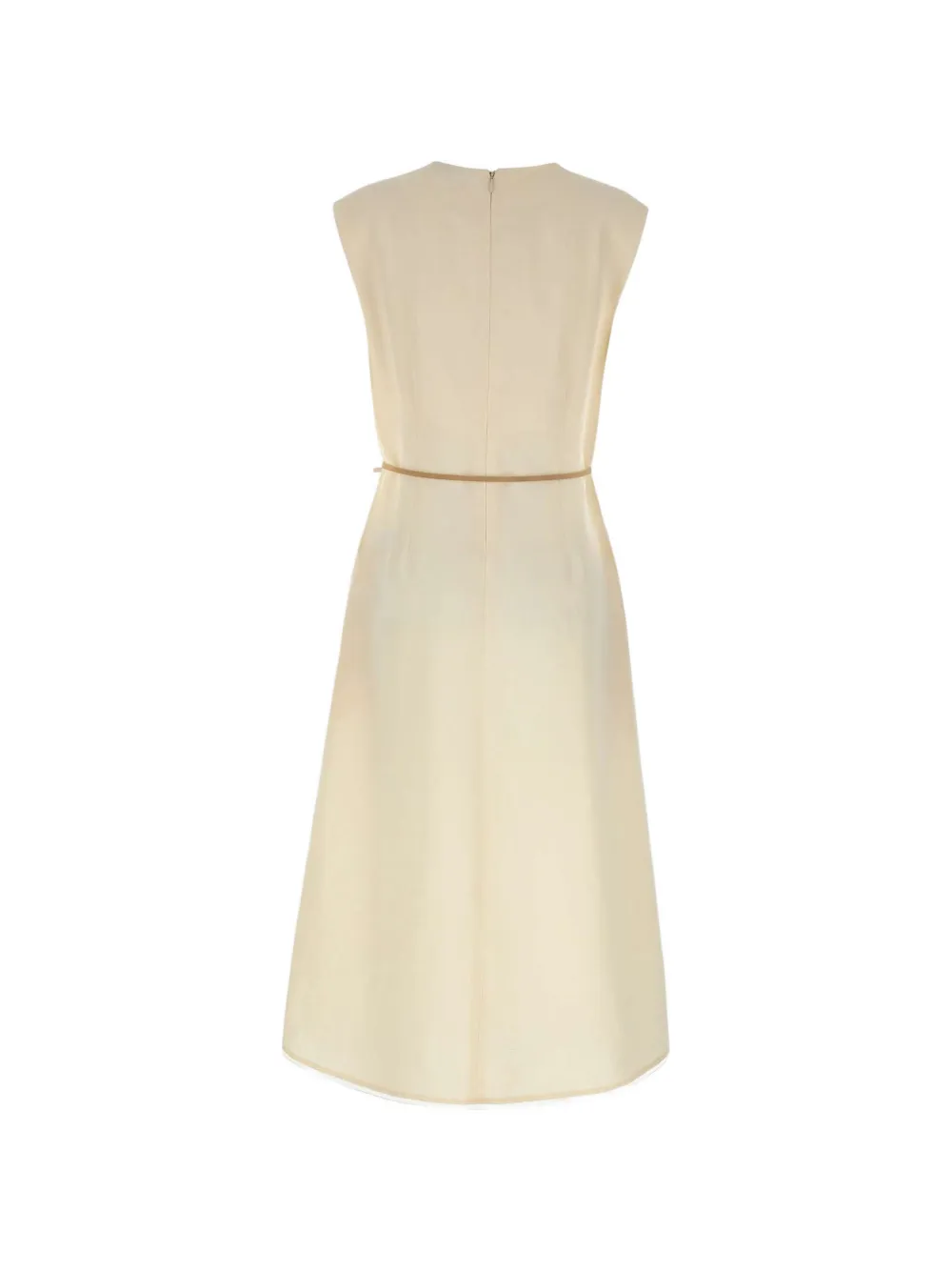 Fabiana Filippi Midi-jurk met ceintuur en V-hals Beige