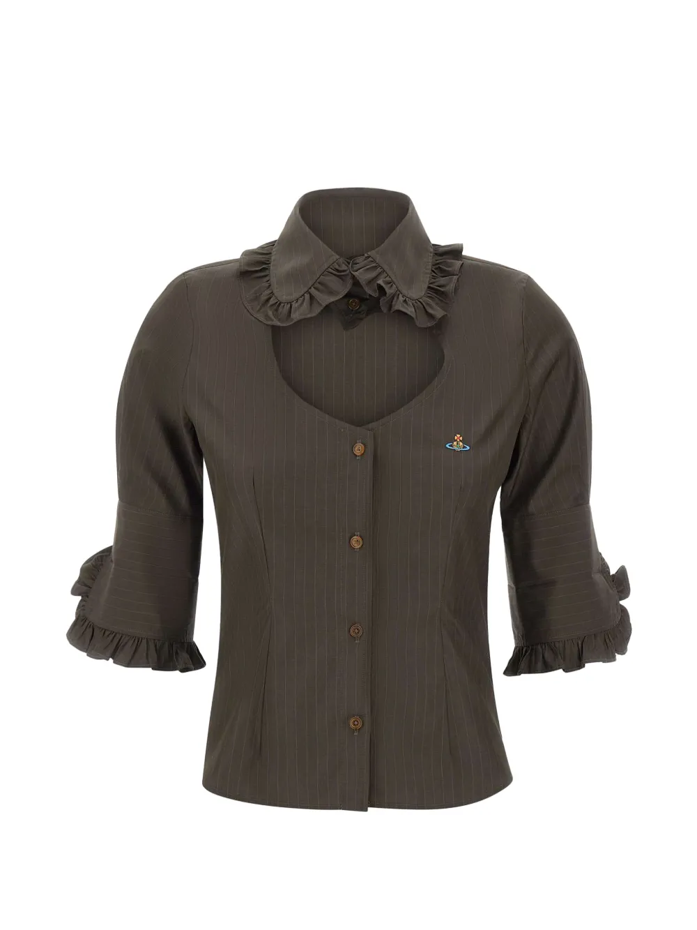 Vivienne Westwood Toulouse Frill striped shirt - Marrone