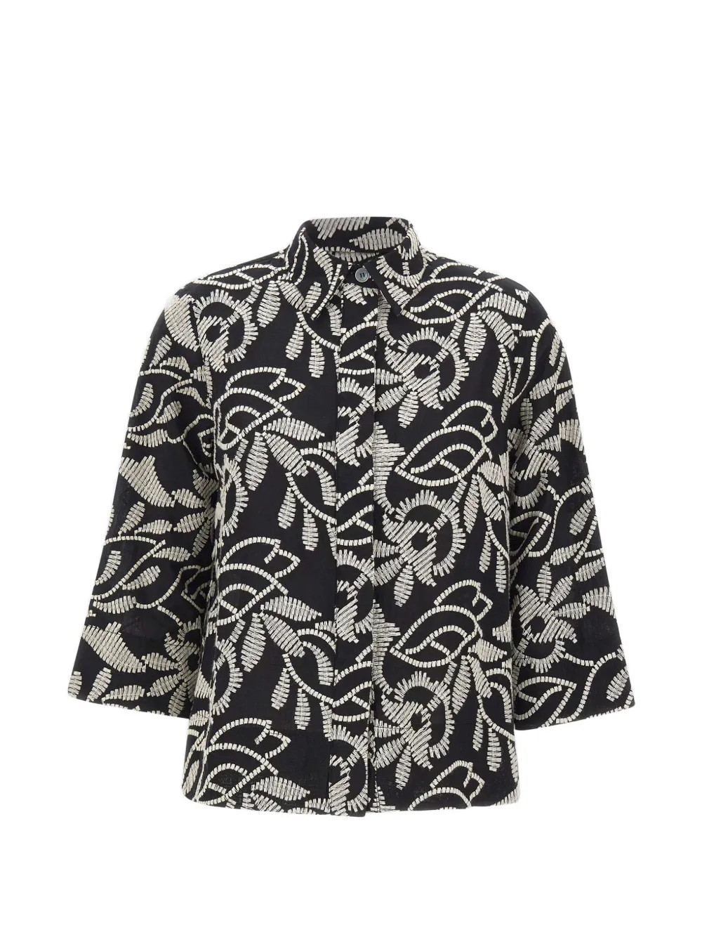 ELENA MIRO` floral-embroidery shirt - Nero