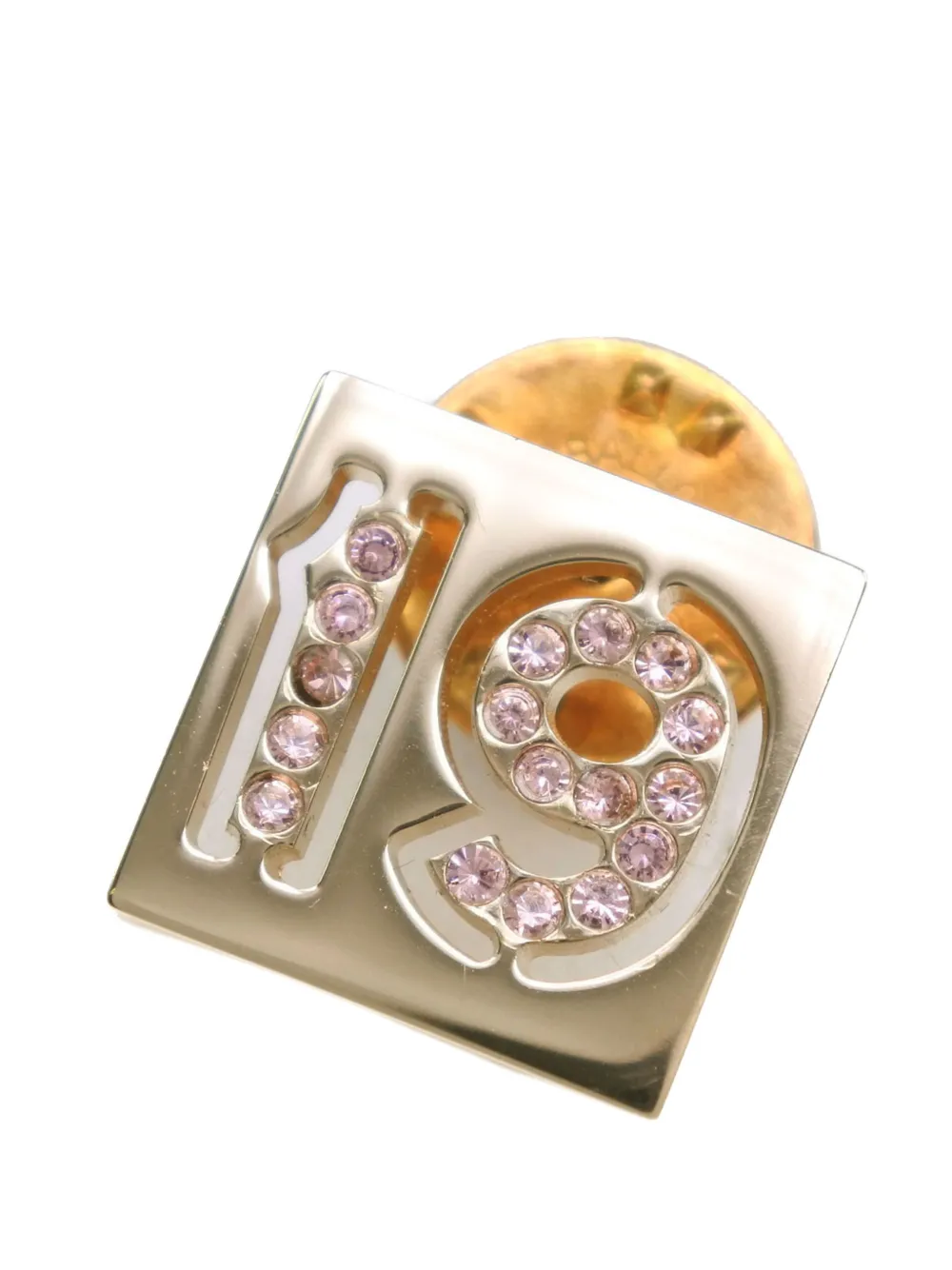 CHANEL Pre-Owned 2000-2015 Gold Plated Rhinestone No 19 Pin Badge Brooch costume brooch - Oro