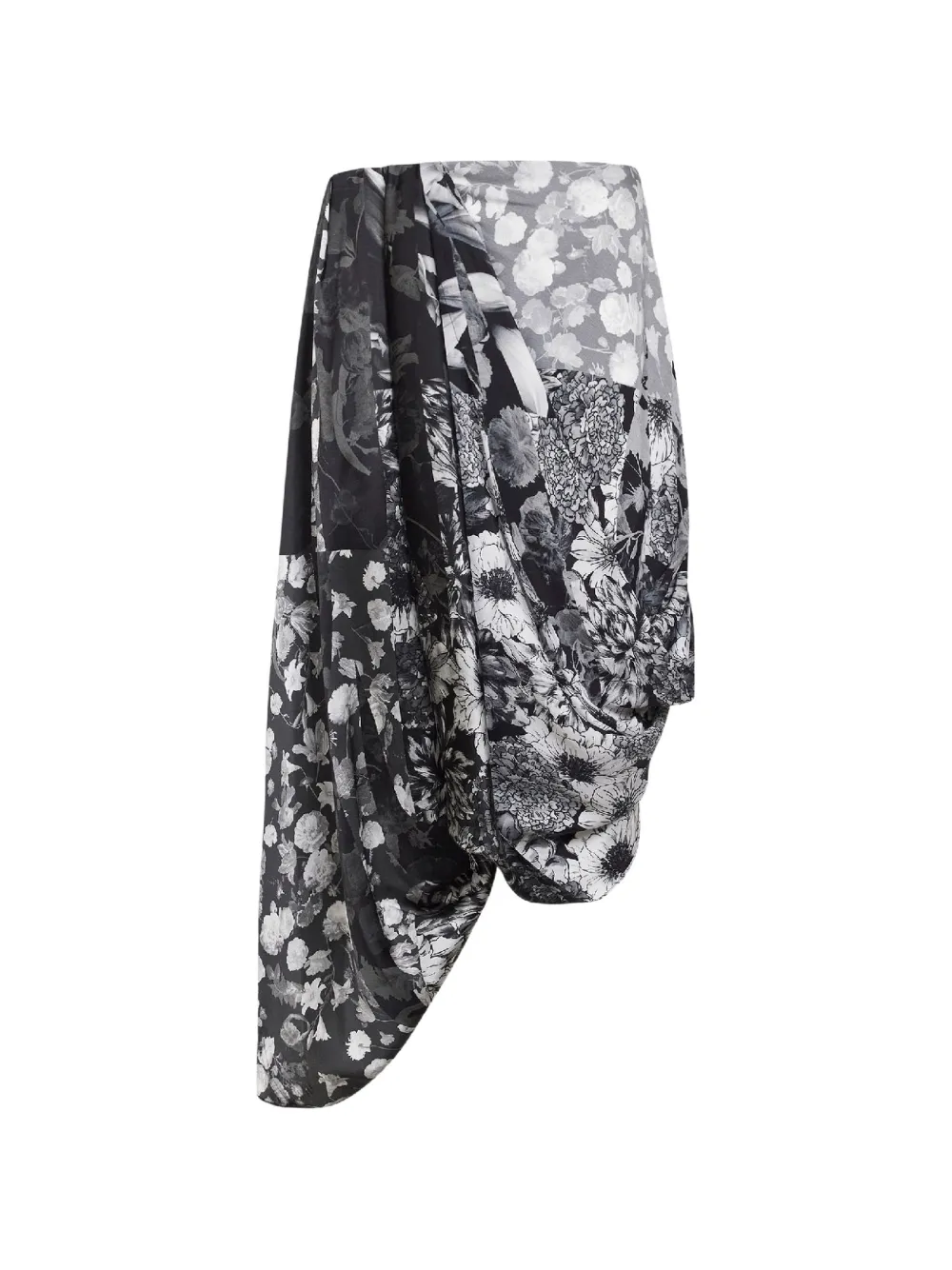 Maison Margiela floral-print draped asymmetric skirt - Nero