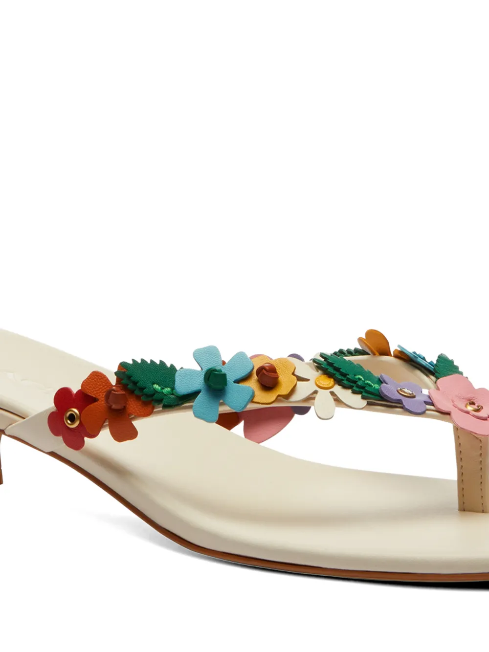 Coach floral-aplique kitten-heel sandals Beige