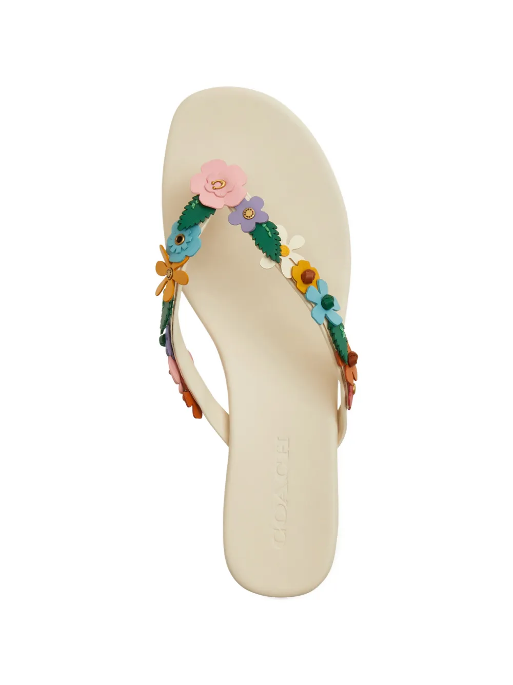 Coach floral-aplique kitten-heel sandals Beige