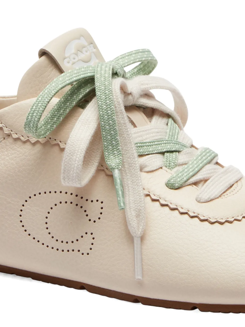 Coach perforated-logo scalloped-edge sneakers Beige