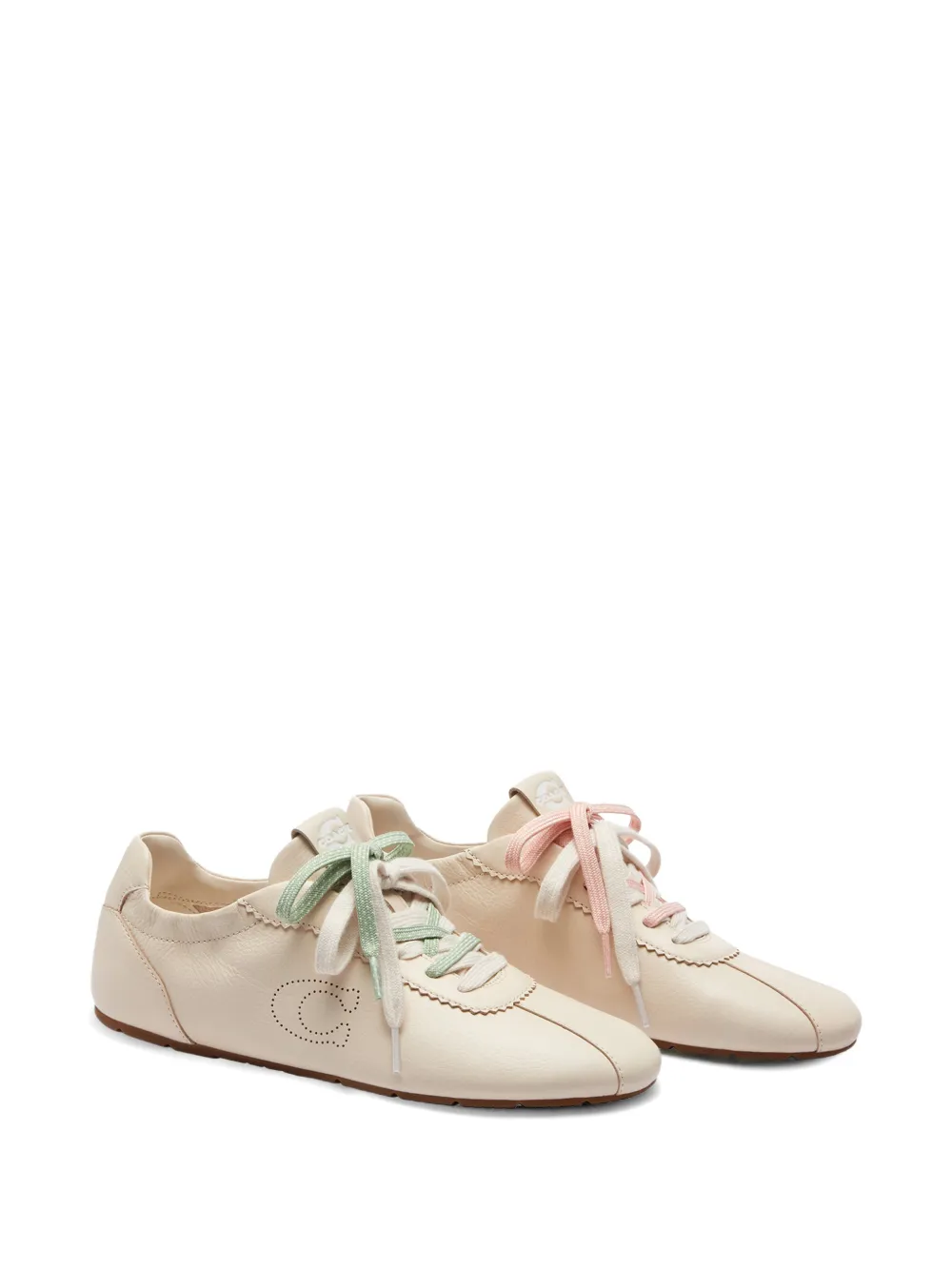 Coach perforated-logo scalloped-edge sneakers Beige