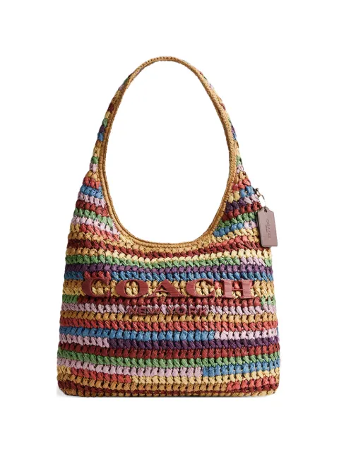 Coach Brooklyn striped woven tote bag