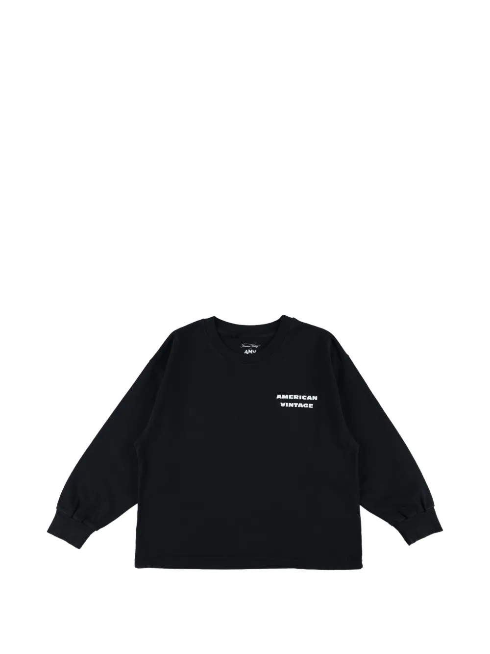 American Vintage Kids Fizvalley long-sleeve logo T-shirt - Nero