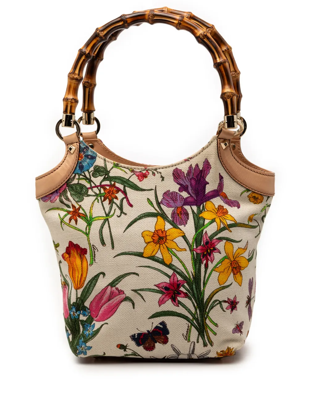 Gucci Pre-Owned 2000-2015 Canvas Bamboo Flora handbag - Bianco