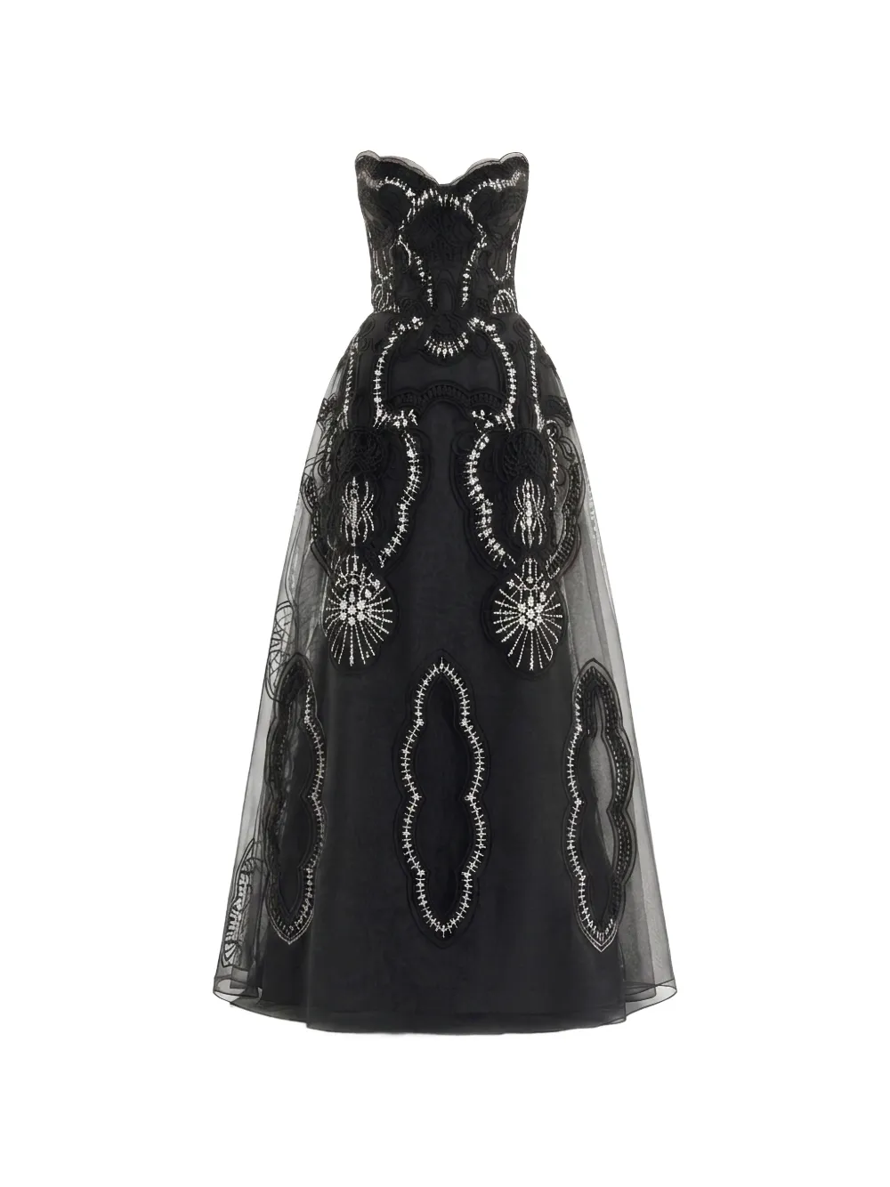Gemy Maalouf embroidered strapless dress - Nero