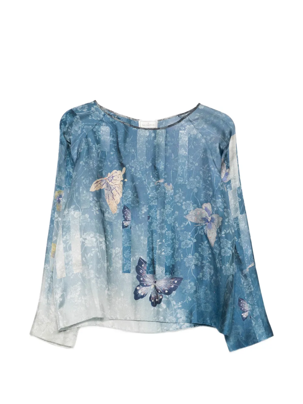 Pierre-Louis Mascia butterfly-print long-sleeve blouse - Blu