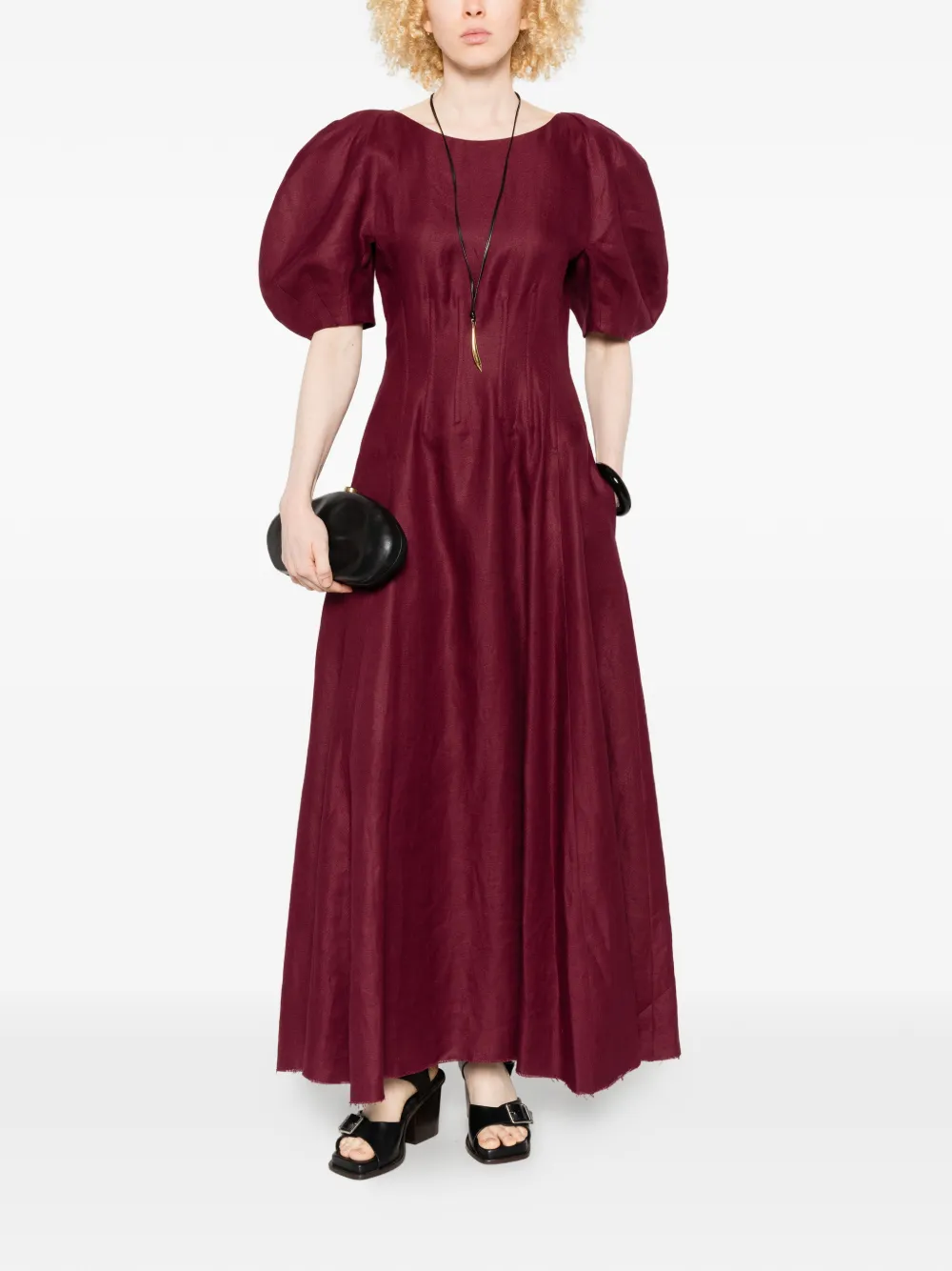 Gabriela Hearst Maxi-jurk met pofmouwen Rood