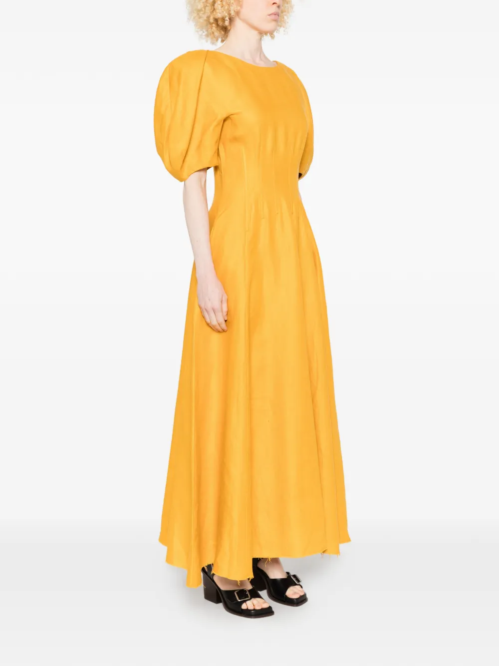 Gabriela Hearst Maxi-jurk met pofmouwen Geel
