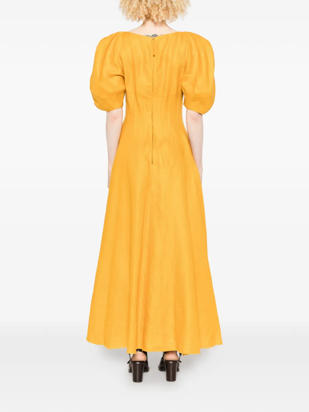 Gabriela Hearst Maxi-jurk met pofmouwen Geel