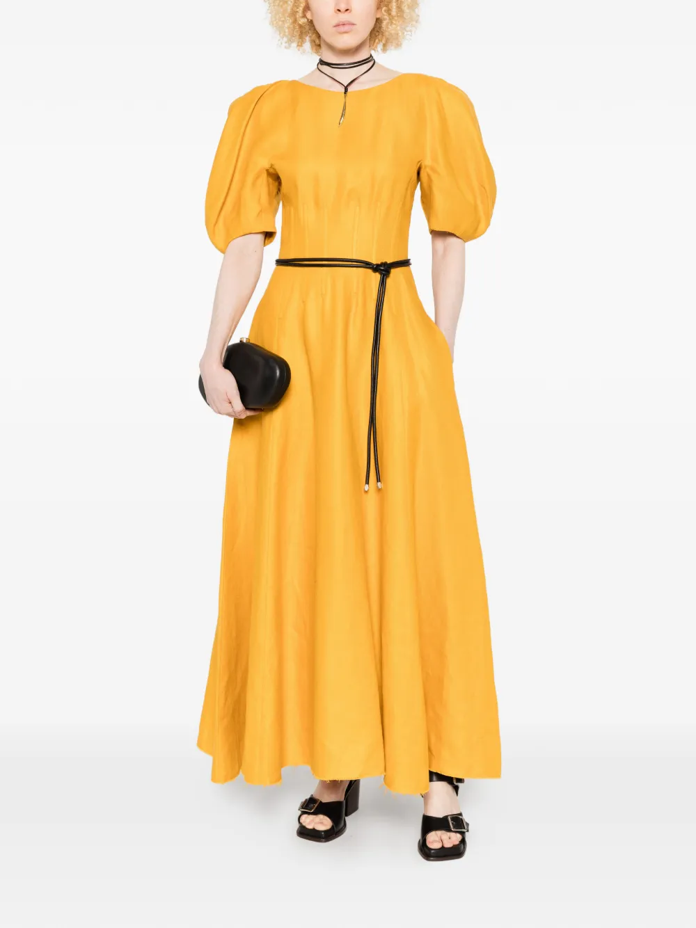 Gabriela Hearst Maxi-jurk met pofmouwen Geel