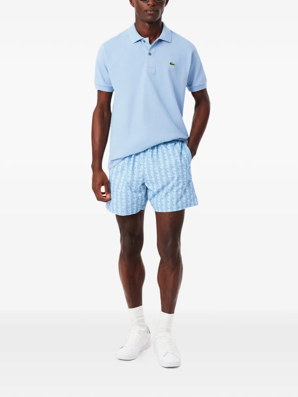 Lacoste Patterned Swim Shorts - Blue 