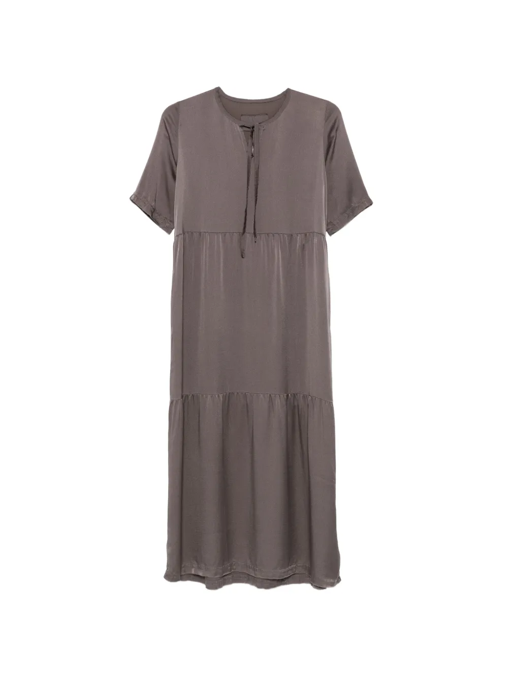 Private 0204 tiered tie-fastening dress - Marrone