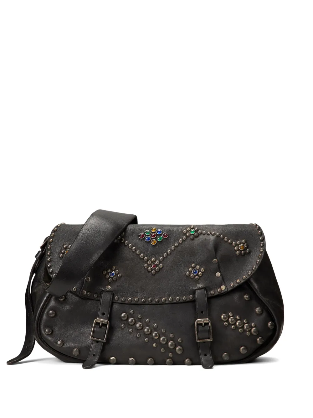 Ralph Lauren RRL Borsa messenger Tucker con borchie - Nero