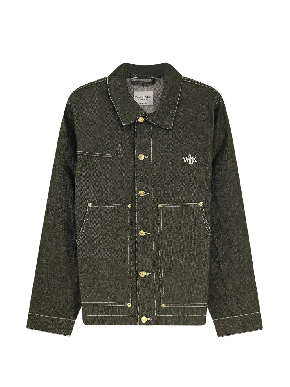 WALK IN PARIS logo-embroidered buttoned jacket - Verde