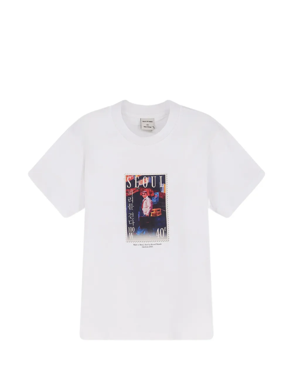 WALK IN PARIS round-neck print-detail T-shirt - Bianco