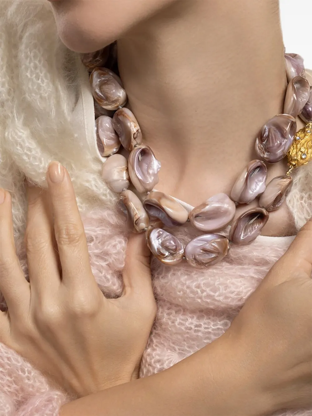 Victor Velyan moonstone pearl necklace - Toni neutri