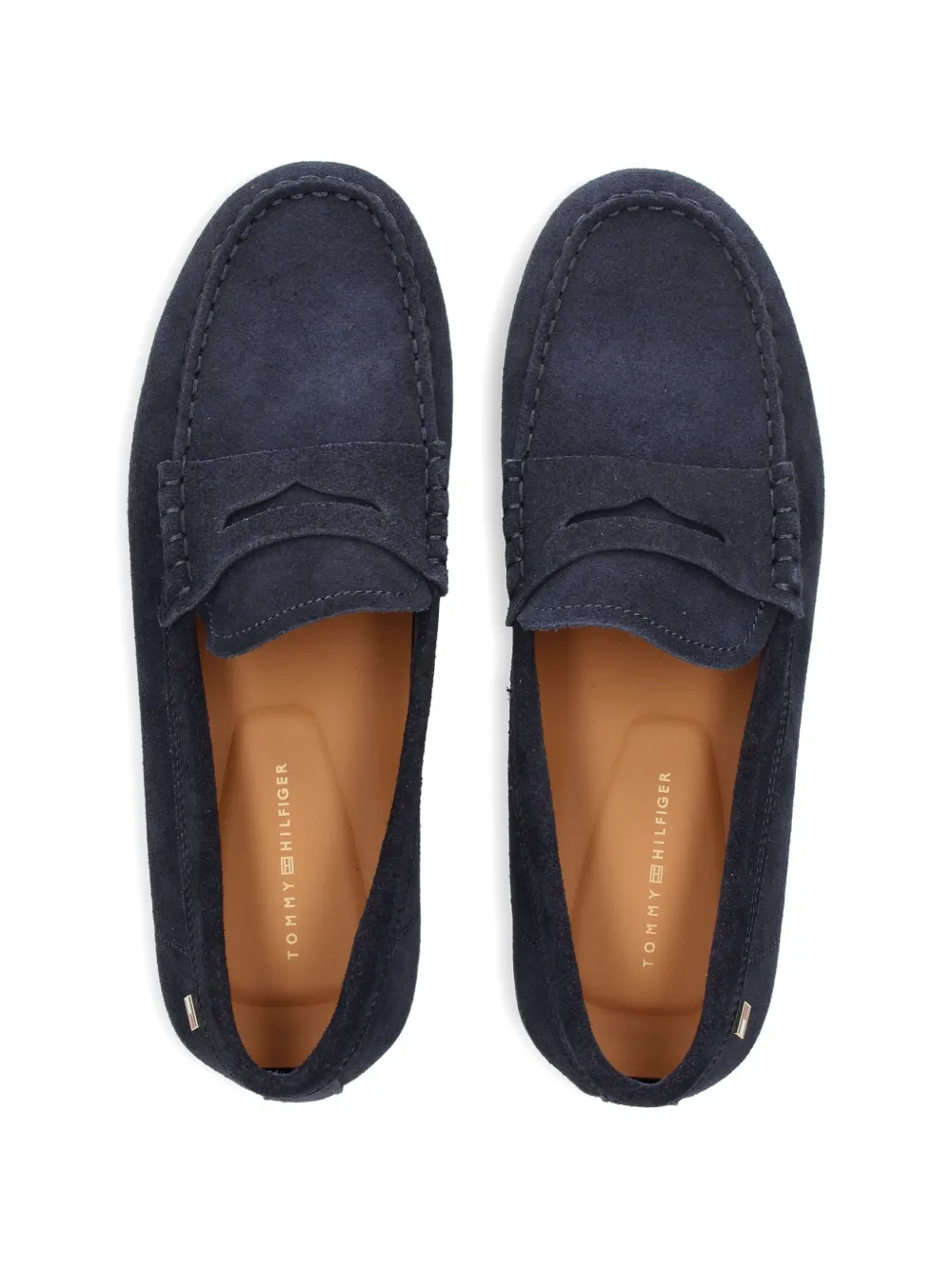Tommy Hilfiger suede penny leather loafers Blauw