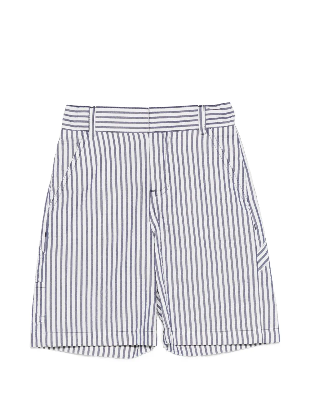 Fendi Kids stripe-pattern logo-embroidered shorts - Blu