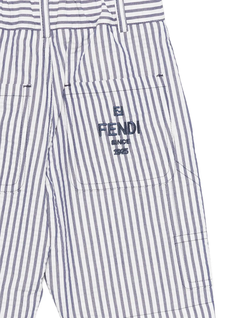 Fendi Kids Shorts met geborduurd logo en strepen Blauw