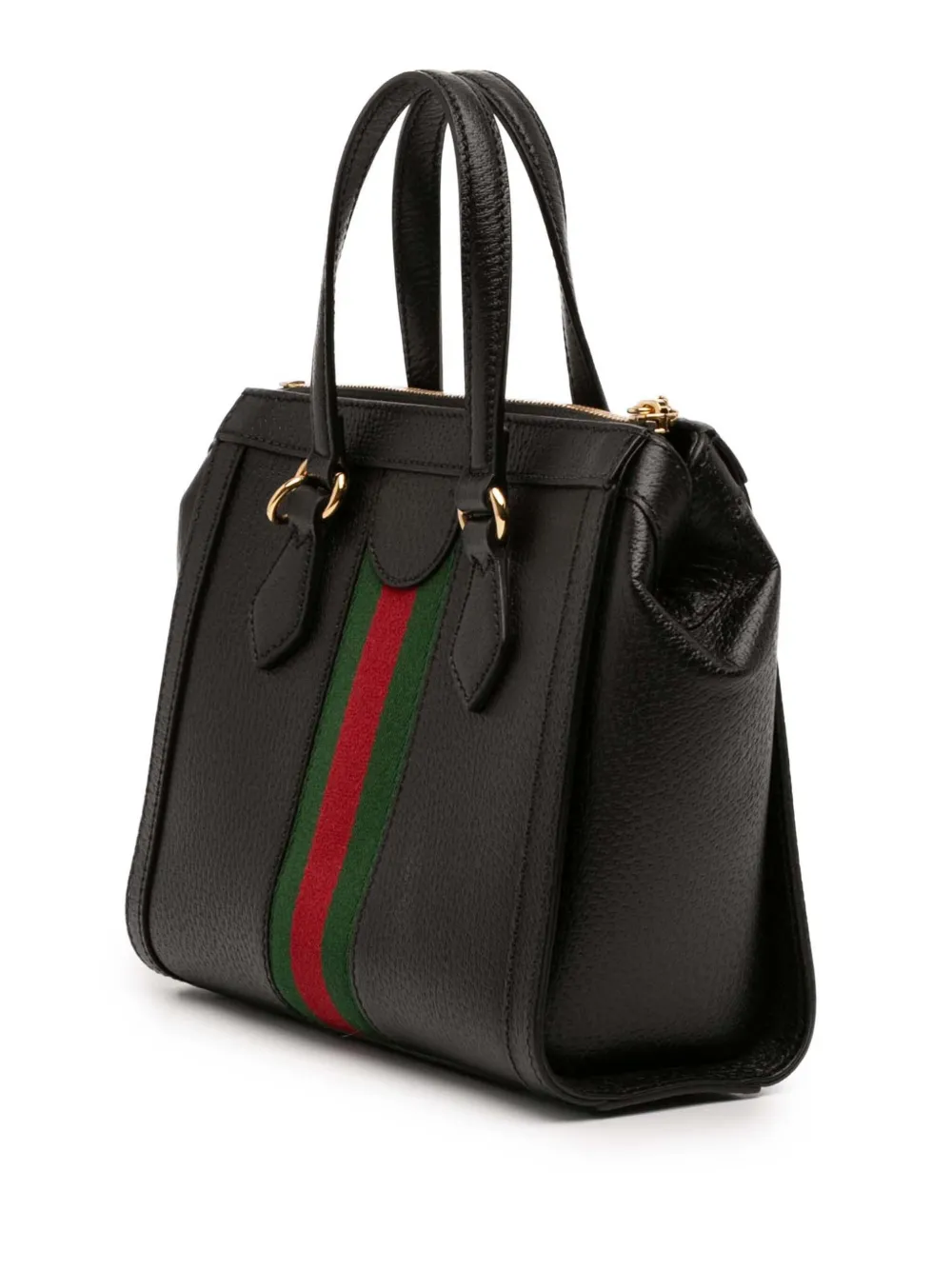  Gucci Pre-owned 2016-2026 Small Leather Web Ophidia Satchel - Black 