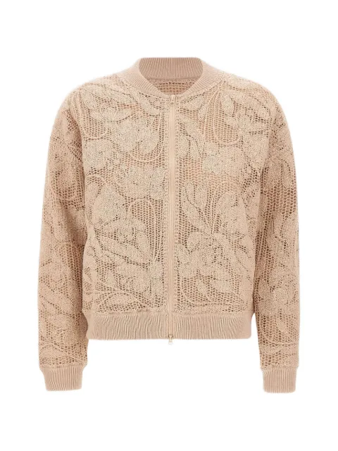 Kangra floral embroidery zip bomber jacket