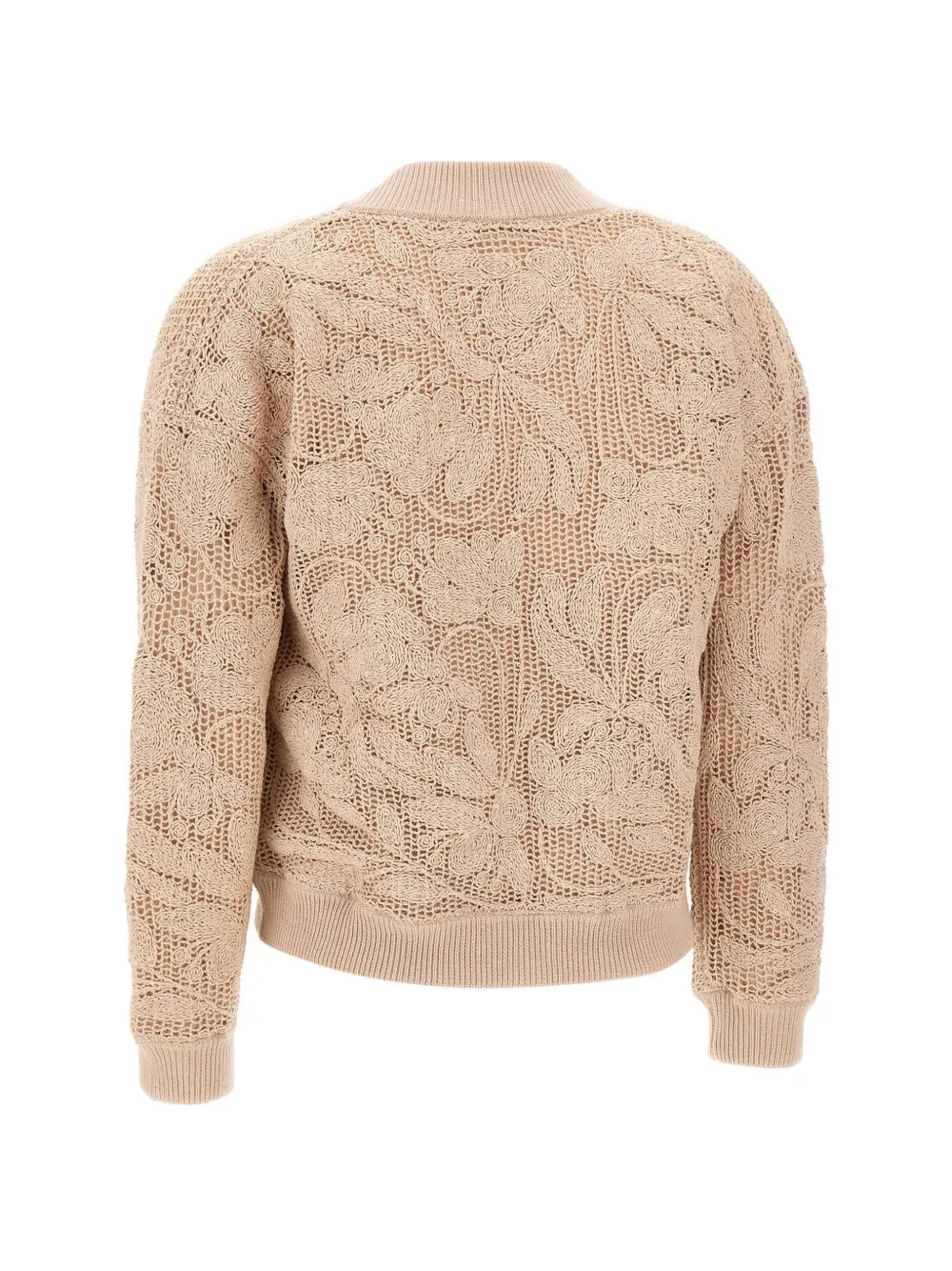  Kangra Floral Embroidery Zip Bomber Jacket - Neutrals 
