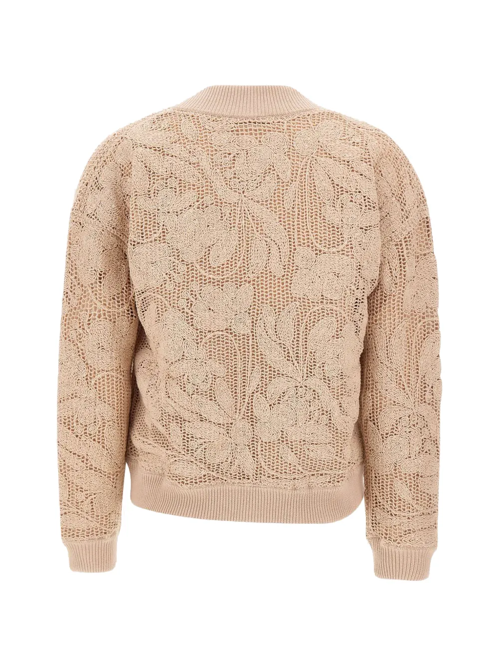  Kangra Floral Embroidery Zip Bomber Jacket - Neutrals 