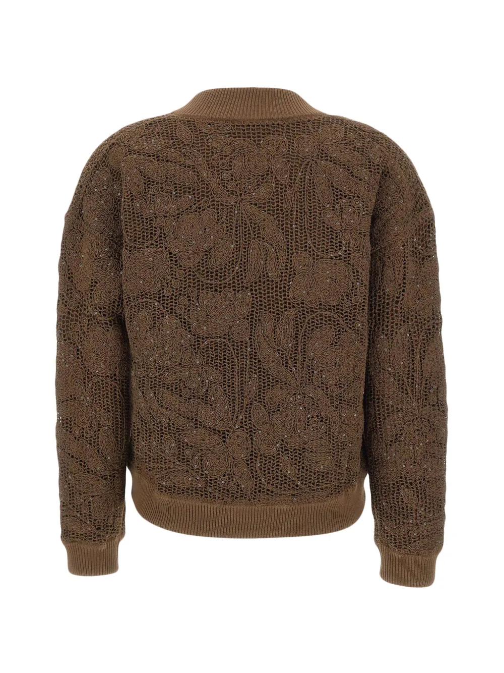  Kangra Embroidery Sequin Bomber Jacket - Brown 
