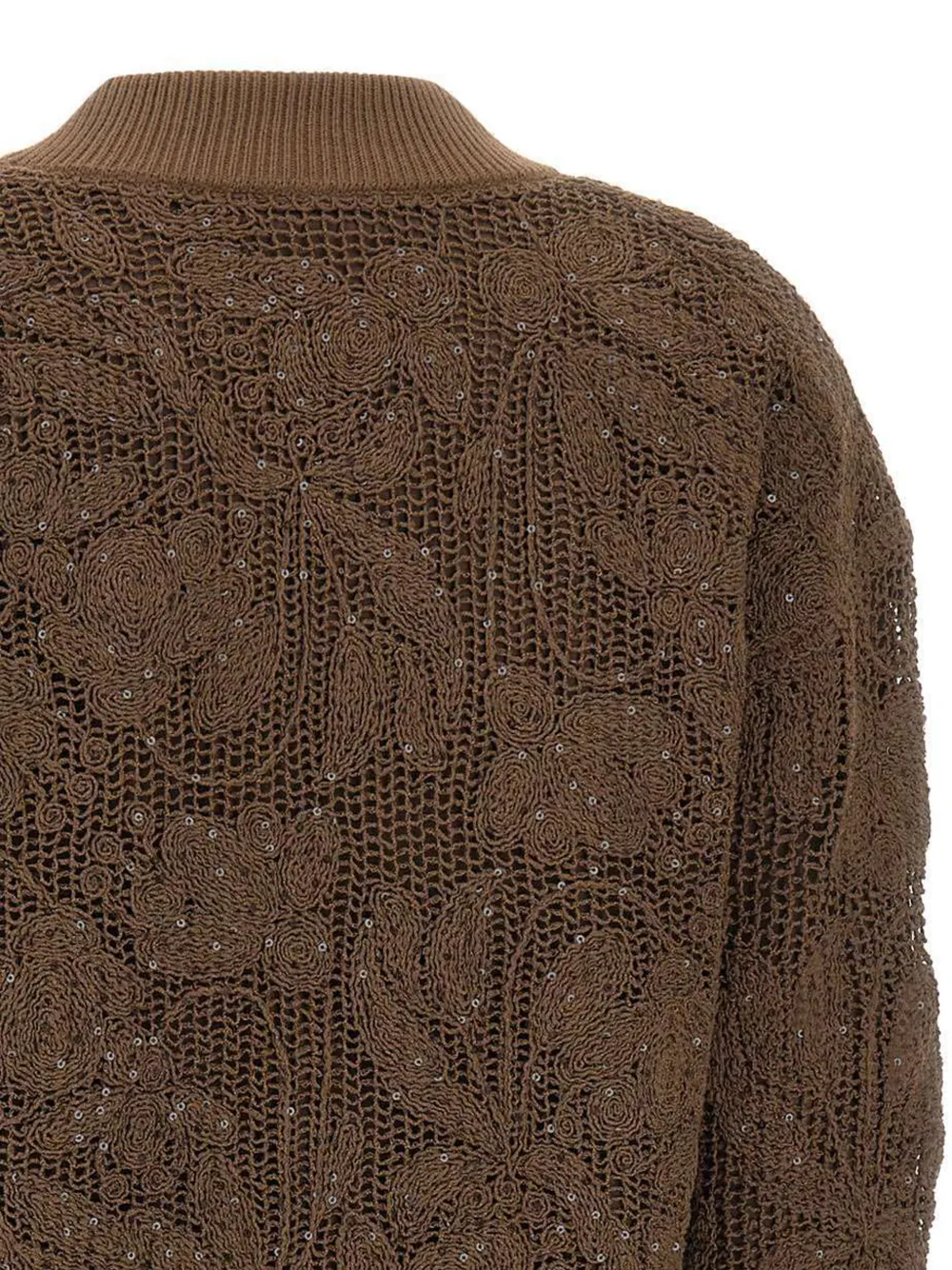  Kangra Embroidery Sequin Bomber Jacket - Brown 
