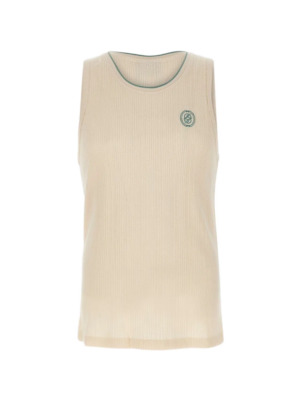 Drôle De Monsieur ribbed embroidered top - Nude