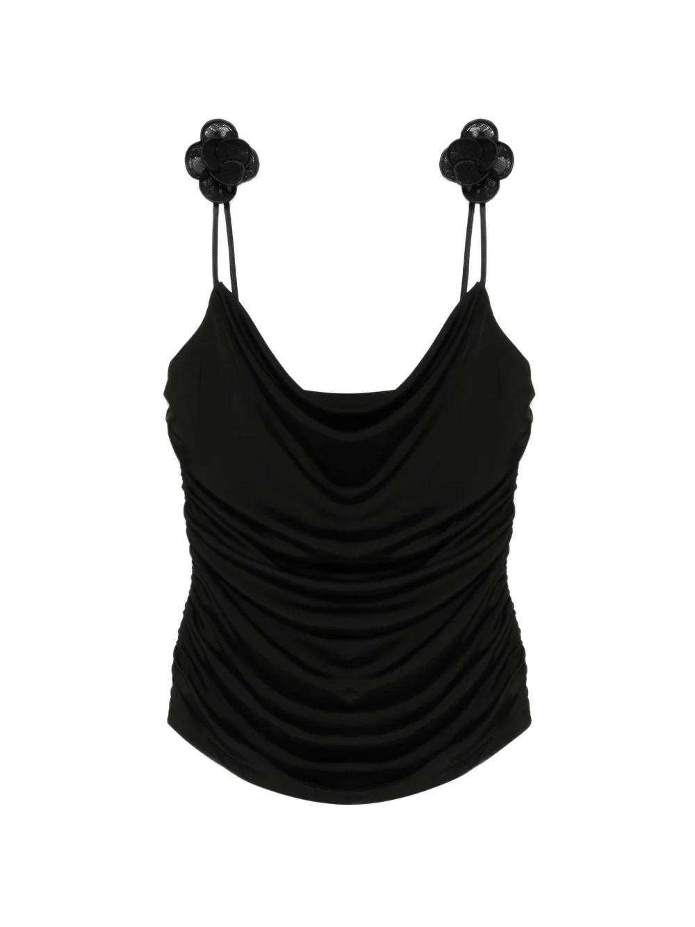 David Koma floral-applique gathered top - Nero