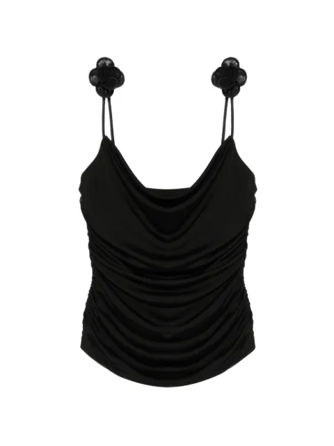 David Koma floral-applique gathered top