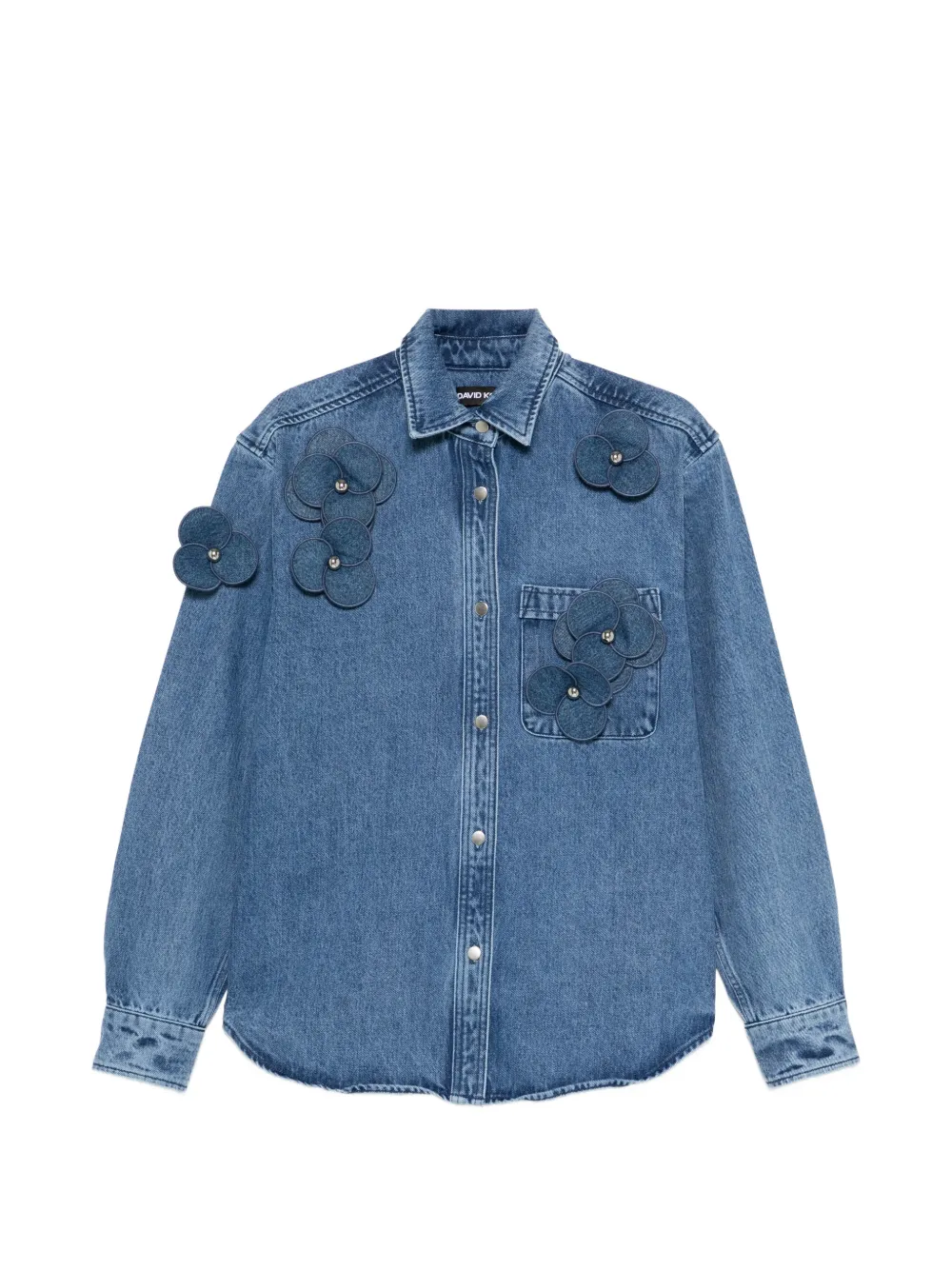 David Koma floral-appliqué shirt - Blu