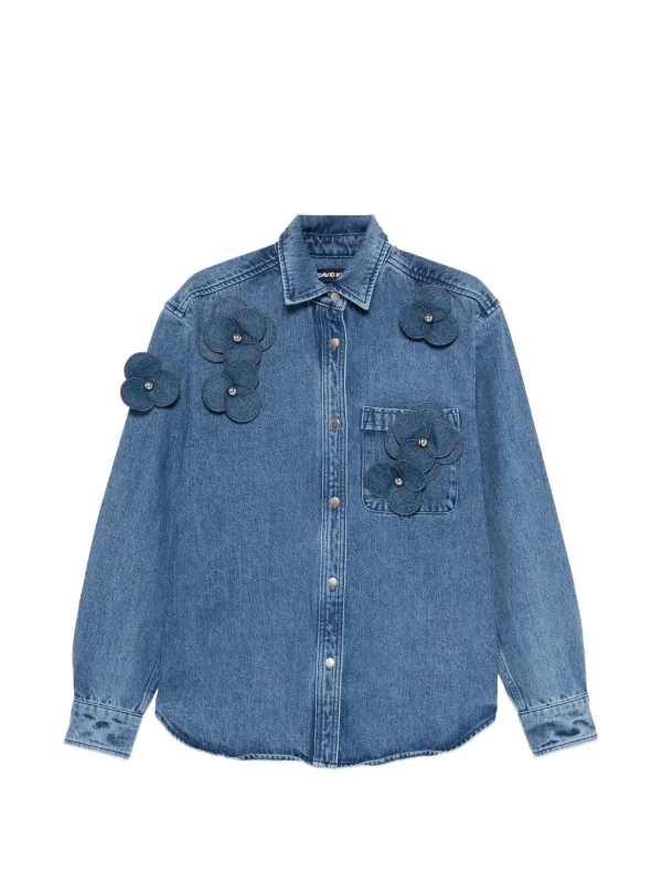 David Koma Floral-appliqué Shirt in Blue