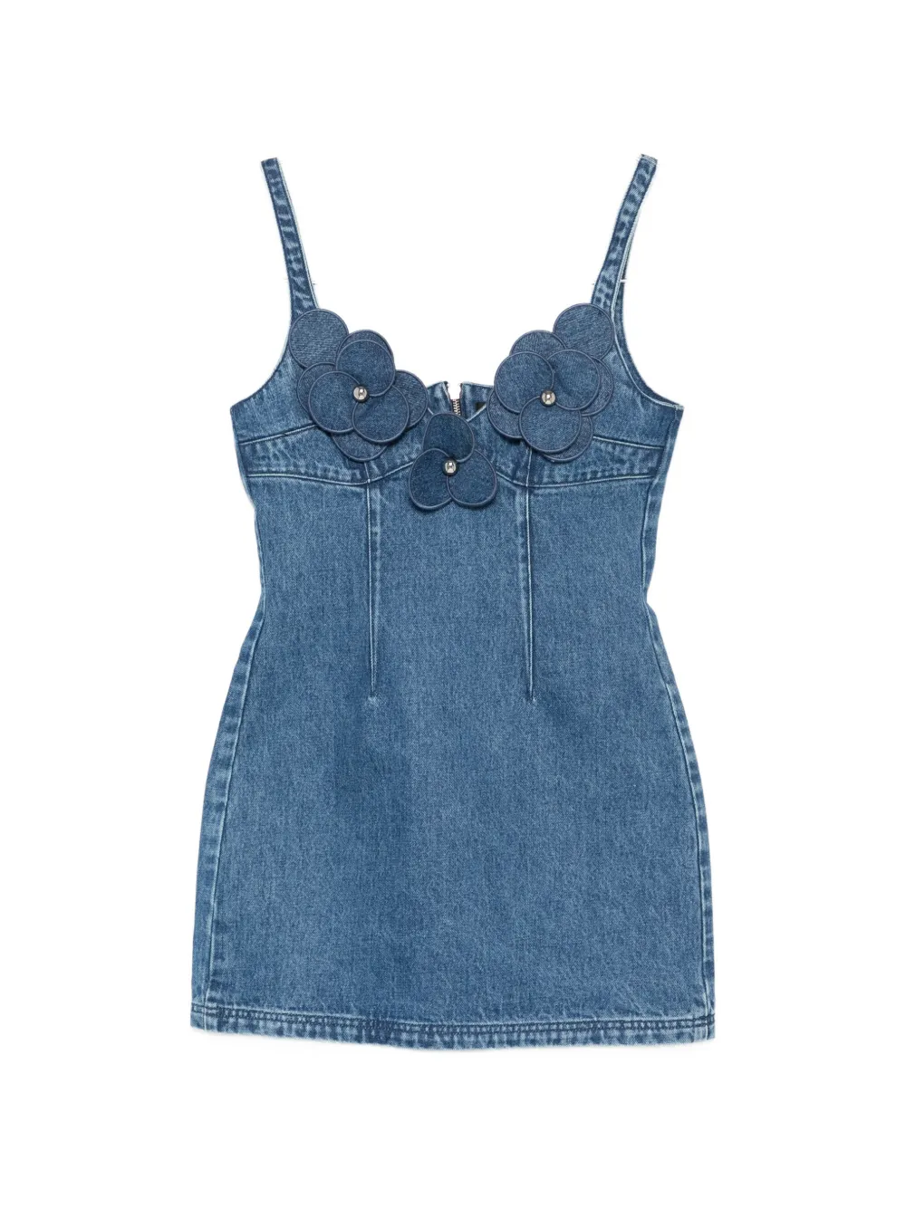 David Koma floral-appliqué denim mini dress - Blu