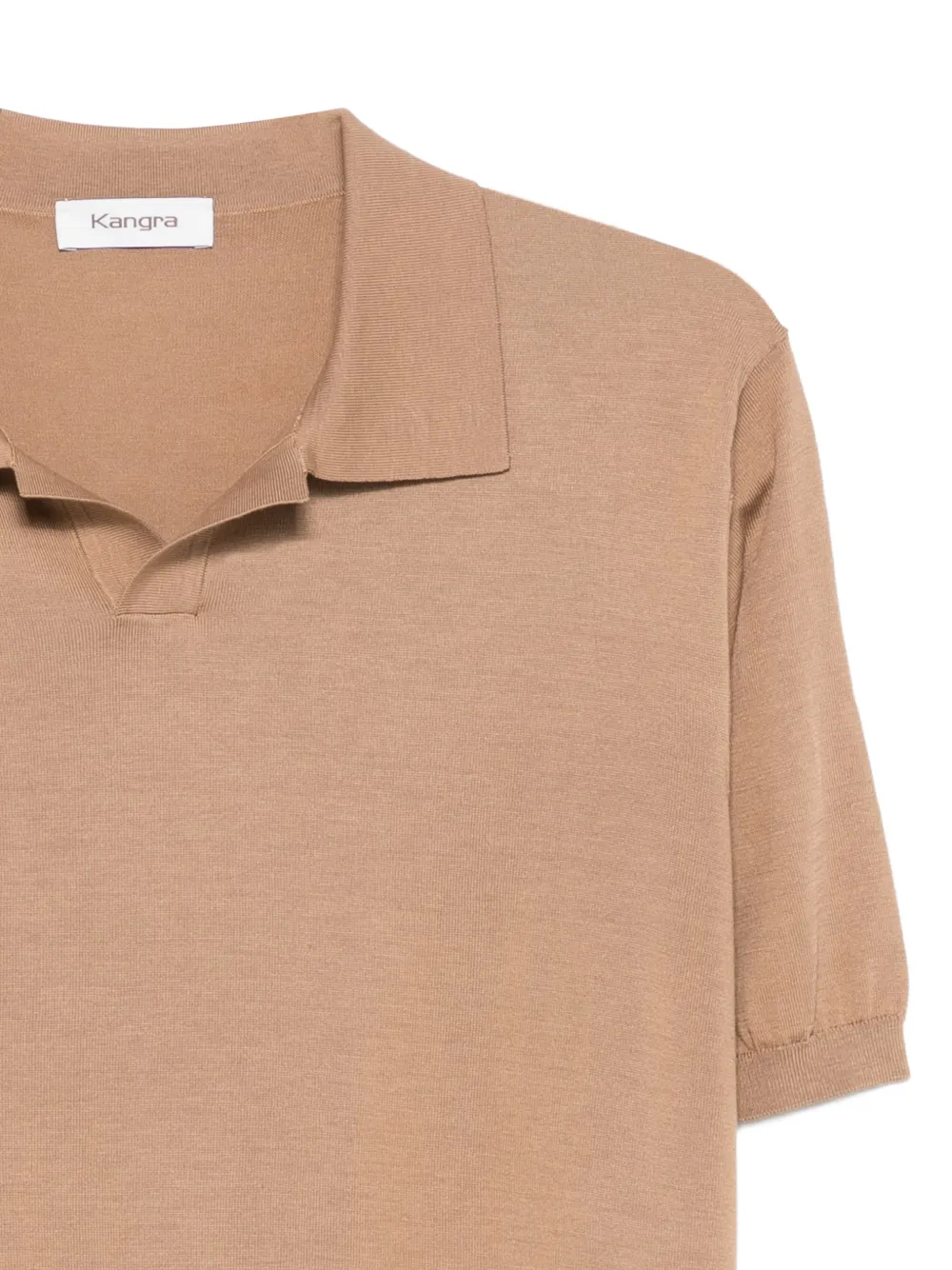 Kangra T-shirt met korte mouwen en geribbelde afwerking Bruin