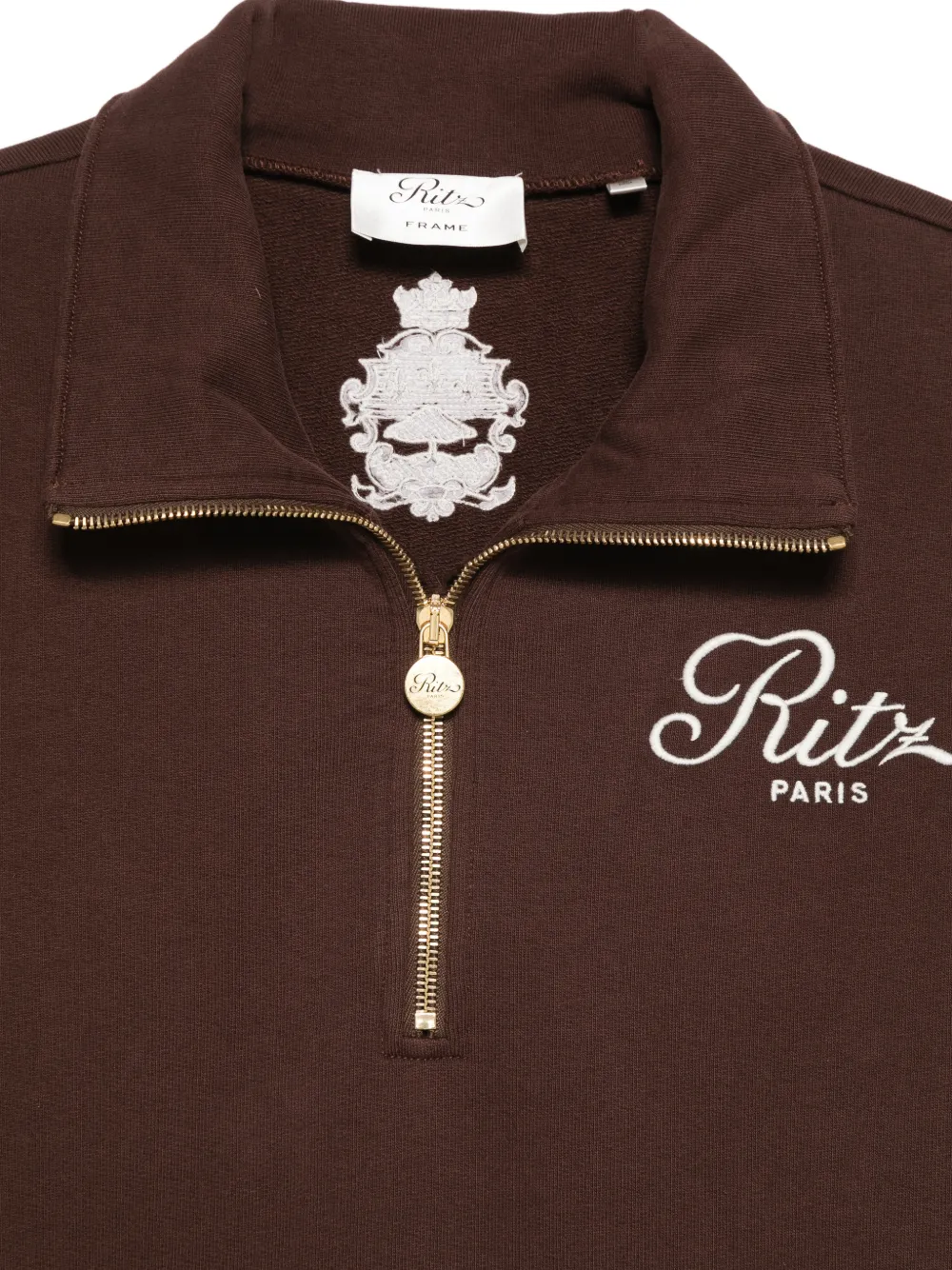 FRAME x Ritz Paris sweater met halve rits Bruin
