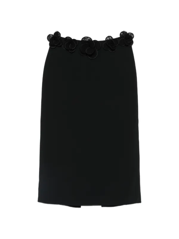 David Koma Floral-trim Midi Skirt in Black