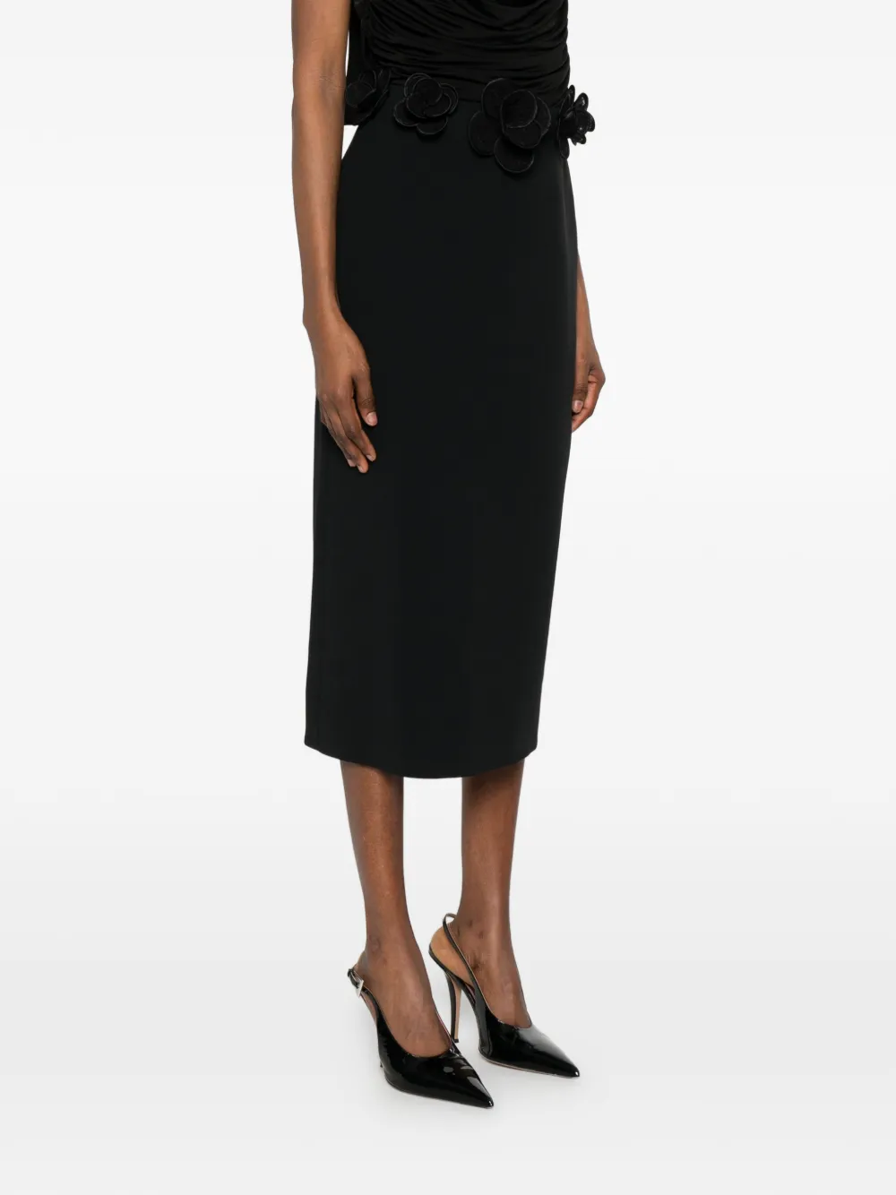David Koma Midi-rok met bloemenprint Zwart