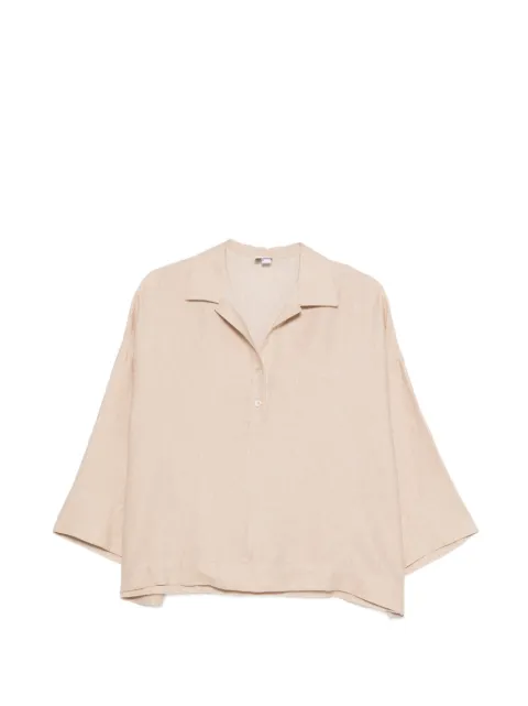 Eleventy spread-collar short-sleeve blouse