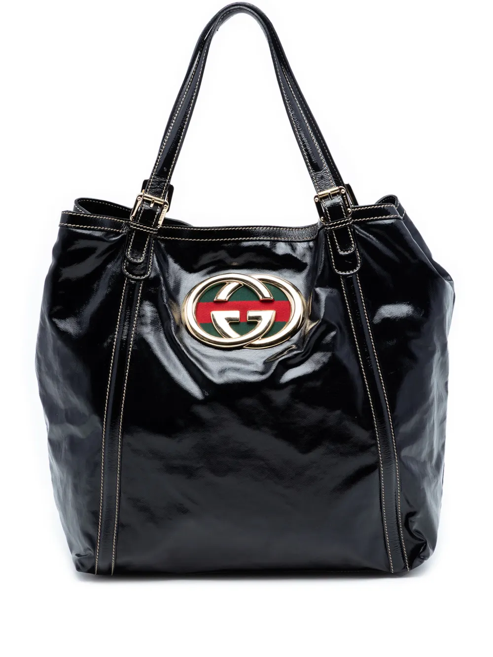 Gucci Pre-Owned 2016-2025 Patent Dialux Britt Web tote bag - Schwarz